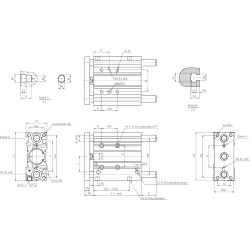 Cylinder prowadzacy z lozyskiem slizgowym, tlok 25mm,skok 40mm