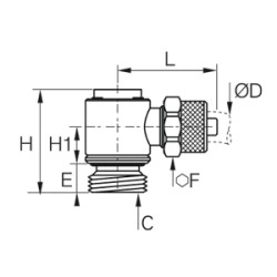 Złącze skręcane banjo z gwintem 4x6 mm G1/8 (COR4BPL4/6-1/8) - Legris