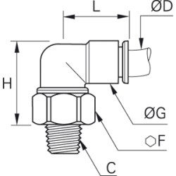 Złącze kątowe 90° z gwintem obrotowe 10 mm R3/8 (3159 10 17) - Legris