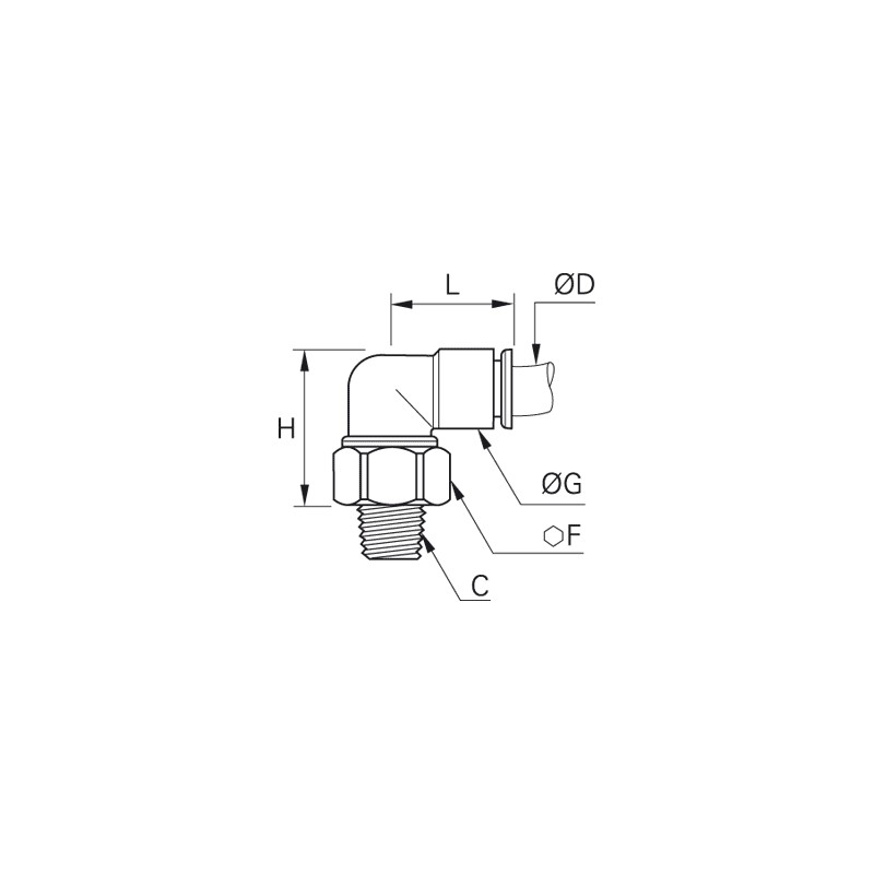 Złącze kątowe 90° z gwintem obrotowe 10 mm R3/8 (3159 10 17) - Legris