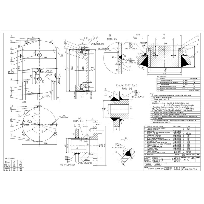 Zbiornik sprężonego powietrza pionowy 6000 litrów, 30 bar - Komnino