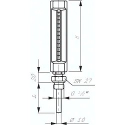 Termometr maszynowy (150mm) pionowy, 0-120°C, 160mm
