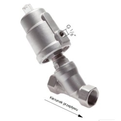 Zawór skośny pneumatyczny 2/2 G 1-1/2", siłownik stal nierdzewna, E-mc