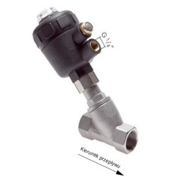 Zawór skośny pneumatyczny 2/2 G 2", siłownik z tworzywa, E-mc