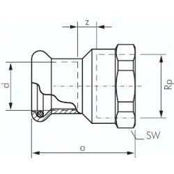 Przejście mufowe zaciskowe Rp 1 1/4-35 gw. wew.