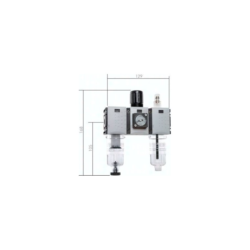 Stacja przygotowania powietrza 3-elementowa FUTURA G 1/4", 0,2 - 4 bar, zbiornik metalowy, manometr standardowy, spust automatyc