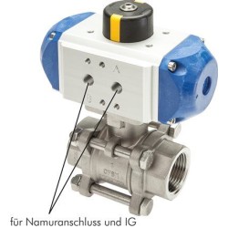 Zawór kulowy z napędem pneum. zamykany spręż., stal nierdzewna, G 1-1/2"