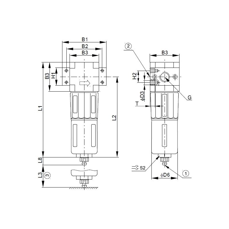 Filtr sprężonego powietrza G1/2" filtracja 5 µm