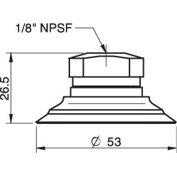 Przyssawka płaska F50-2, Silikon SIL 50 , FDA, NPSF 1/8" wew., filtr siatkowy (S.F50-2SF50.NS18F.01) (9909631) - Piab