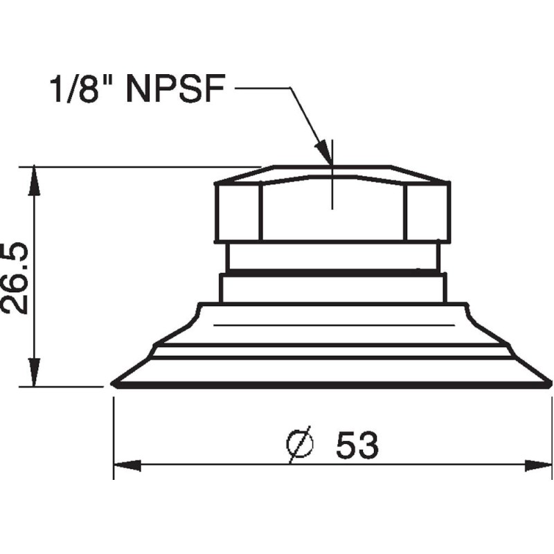 Przyssawka płaska F50-2, Silikon SIL 50 , FDA, NPSF 1/8" wew., filtr siatkowy (S.F50-2SF50.NS18F.01) (9909631) - Piab