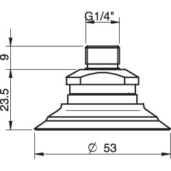 Przyssawka płaska F50-2, Silikon SIL 50 , FDA, NPT 1/4" zew., filtr siatkowy (S.F50-2SF50.NT14M.01) (9909670) - Piab