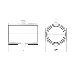 Nypel dwustronny sześciokątny 1/4", 4408, ISO 228, gwint rurowy walcowy - Air-Com