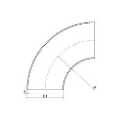 Kolanko 90 35 x 1.5 mm R 55.0, 4307/304L, DIN 11852 BS / EN 10374 BS, krótki, R 55, matowy, nie hartowane