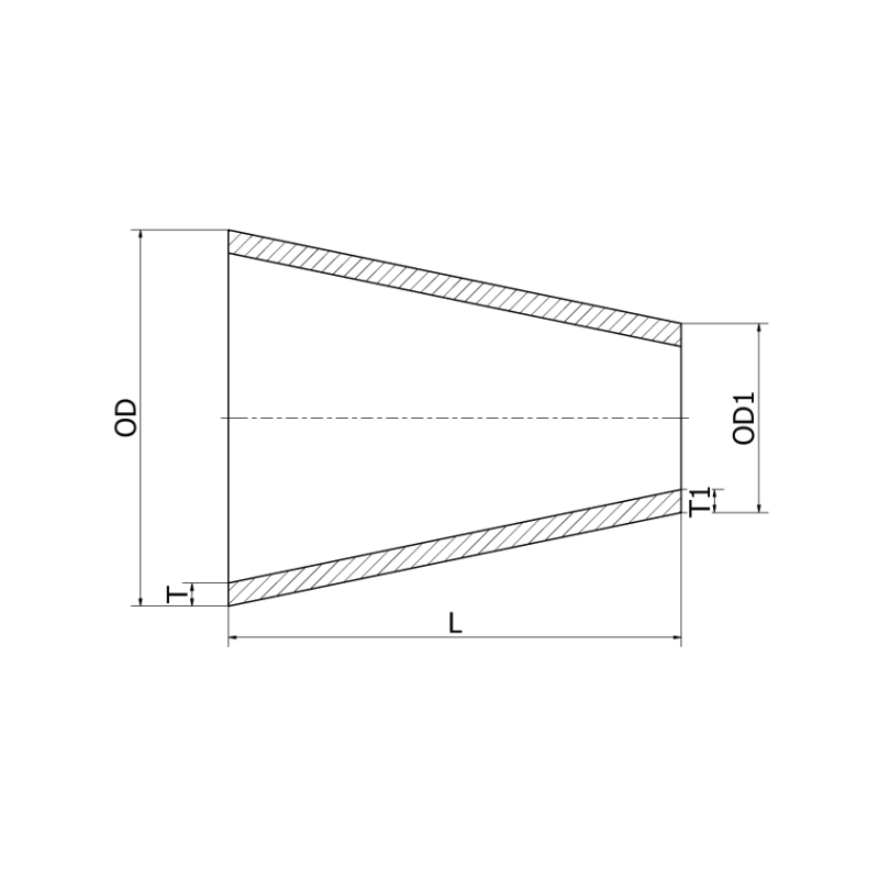 Redukcja symetryczna 76.1 x 48.3 x2.0, 1.4301/4307, L 3(D-d), 48,3, spawana