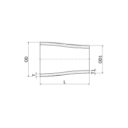 Redukcja symetryczna 88.9 x 76.1 x 3.2 x 2.9 mm, 1.4571, EN 10253-4 Fig. 8, 76,1, spawana