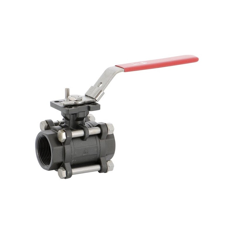 Zawór kulowy stalowy 737 BSP 3/8" FF 3pc A216WCB ISO 5211 wysokotemperaturowy