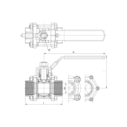 Zawór kulowy 3/8" / DN 10 3-częściowy, przelot pełny, końcówk, 316, PN63, DN 10, GW/GW BSP