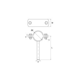 Obejma z trzpieniem 17.2 mm 20 x 3 / M6, 304, polerowany