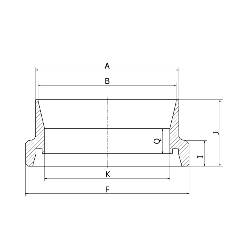 Króciec złącza gwintowany DN 32 42.4 x 2 mm C 32 - FD+, 304, DIN 11851, długi, Rd58x1/6