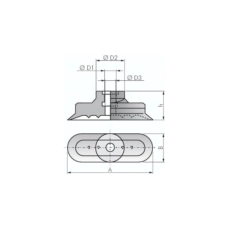 Ssawka owalna, 24 x 8mm, Hub 1mm, Silikon (przezroczysty)