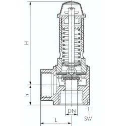 Zawór bezpieczeństwa kątowydo pary TÜV G 1/2 (GW), 1,3 bar