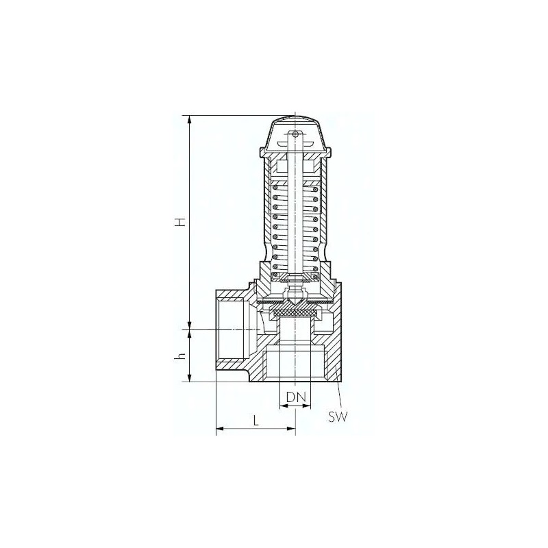 Zawór bezpieczeństwa kątowydo pary TÜV G 1/2 (GW), 1,3 bar