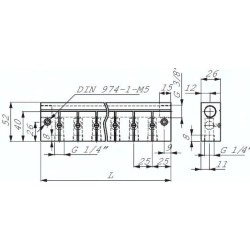 Listwa rozdzielająca, z zaworami kulowymi 2xG3/8-10xG1/4