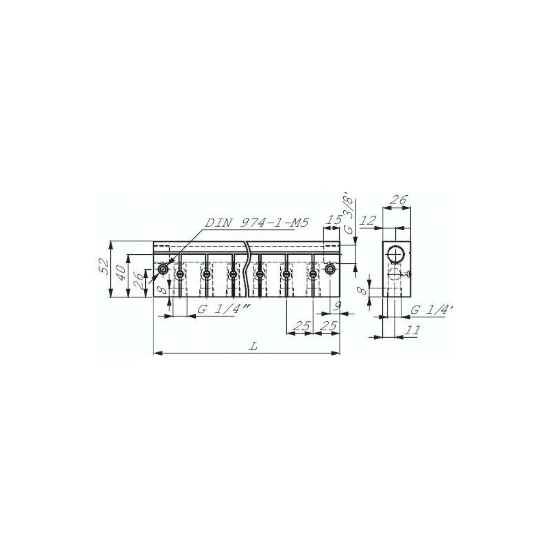 Listwa rozdzielająca, z zaworami kulowymi 2xG3/8-10xG1/4