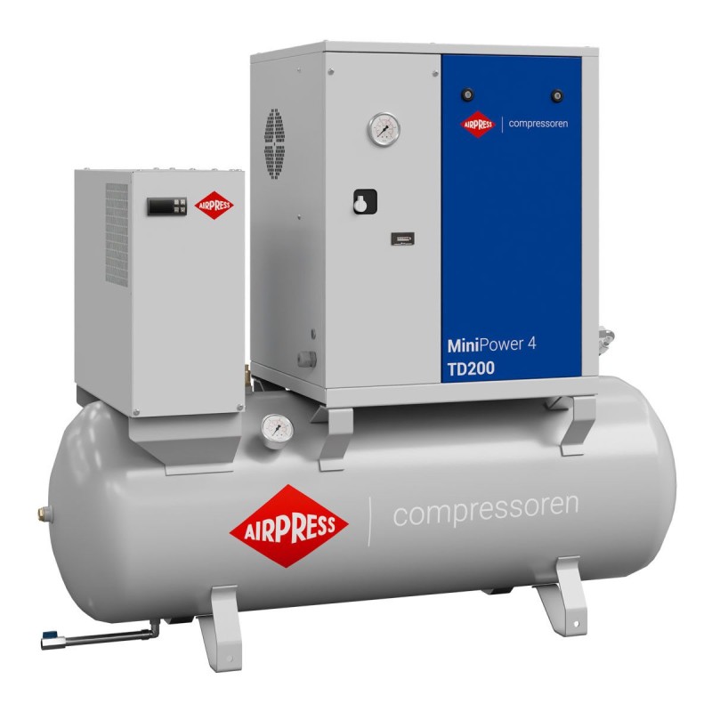 Kompresor śrubowy MiniPower 4 TD200 | 4.0 KM / 3.0 kW | 385 L/min | 200 L