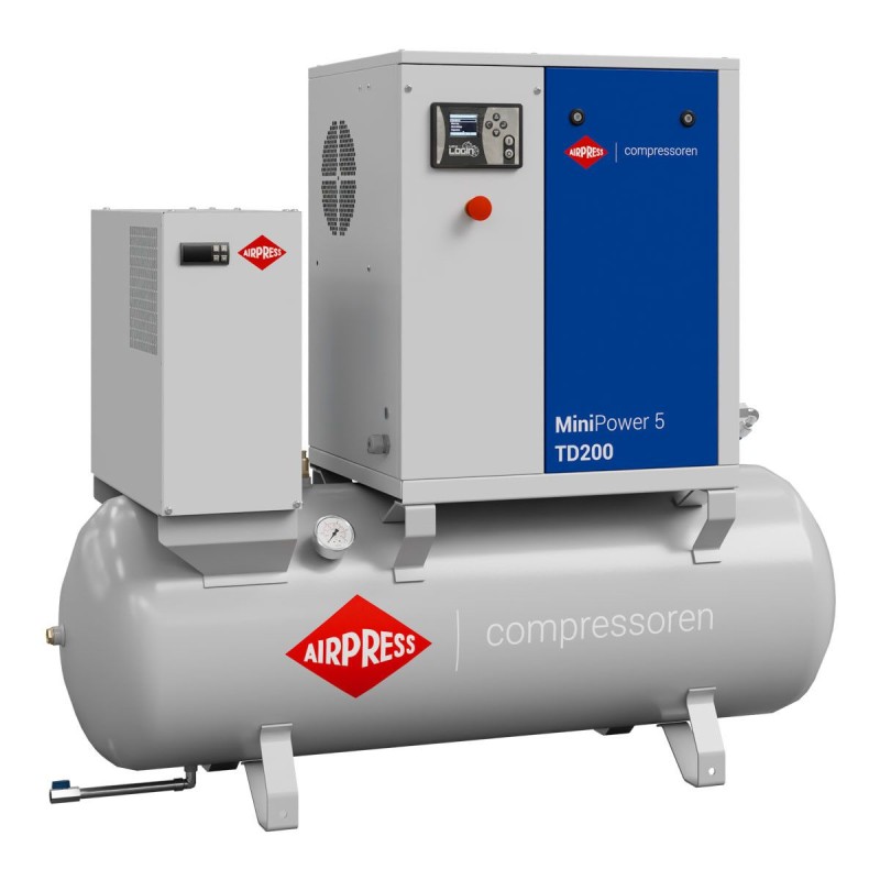Kompresor śrubowy MiniPower 5 TD200 | 5.5 KM / 4.0 kW | 485 L/min | 200 L