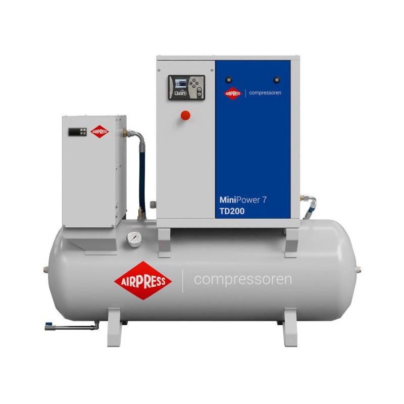 Kompresor śrubowy MiniPower 7 TD200 | 7.5 KM / 5.5 kW | 650 L/min | 200 L