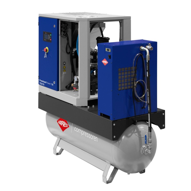 Kompresor śrubowy PremiumPower 10 TD270 | 10 KM / 7,5 kW | 377-1250 l/min | 270 l
