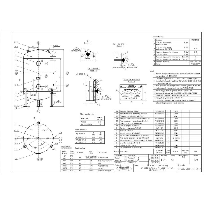 Zbiornik Ciśnieniowy Komino KP-3000-11/1,2