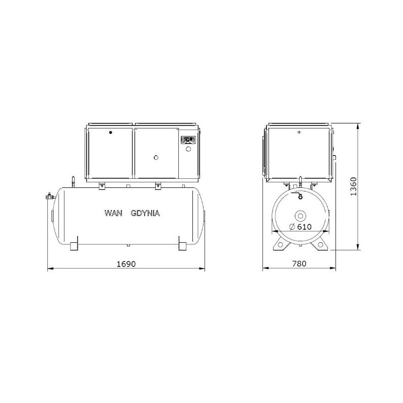 Kompresor Śrubowy WAN NK 60 b  11 KW 10 bar