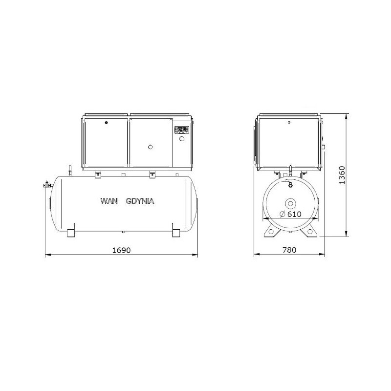 Kompresor Śrubowy WAN NK 60 b Osuszacz  15 KW 10 bar