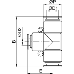 Trójnik wtykowy T redukcyjny 12x10x12 - PNEUER