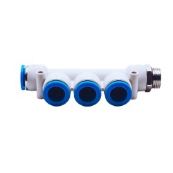 Rozdzielacz wtykowy z gwintem zewnętrznym G 1/4" 4x 10 - PNEUER