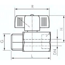 Zawór kulowy mini, mosiądz, G1/2(GW/GZ), PN15