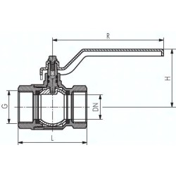 Zawór kulowy, mosiądz, wersja krótka, G 2", PN25, pełny przelot