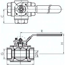 Zawór kulowy 3-drogowy, stal nierdzewna, typ T, G 2 1/2", PN25