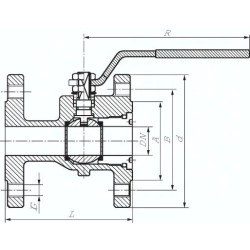 Zawór kulowy kołnierzowy, korpus odlewany, DN 100 / PN16