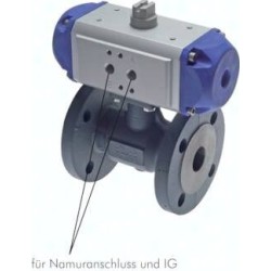 Zawór kulowy kołnierzowy z napędem pneumat., DN25/PN40, otwierany spręż.