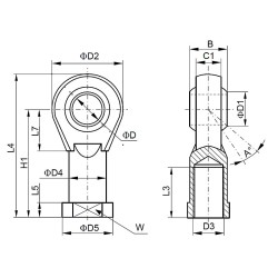 Końcówka prosta z przegubem kulowym D25 D32 M10X1,25
