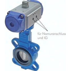 Przepustnica międzykołnierzowa z napędem pneumat., DN50/PN25 (DIN/EN) GGG40/stal nierdzewna//EPDM