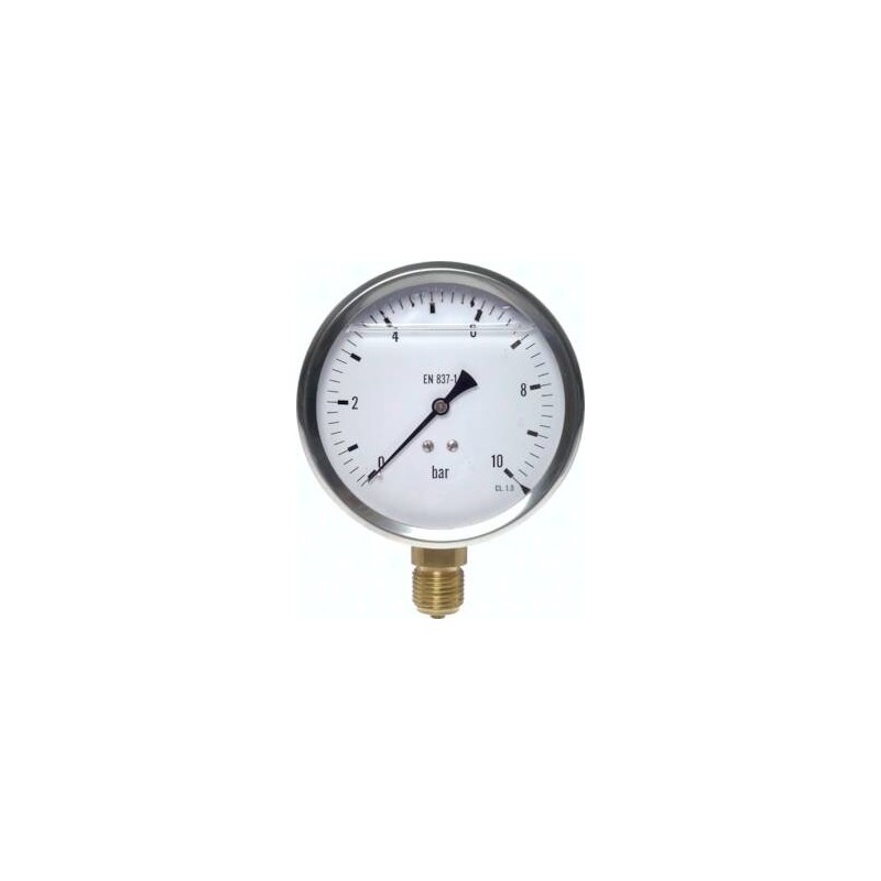 Manometr glicerynowy pionowy (CrNi/mos.) D100, 0 - 4 bar