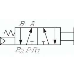 Zawór mechaniczny 5/2 G1/4 (odpowietrzenia G1/8), przycisk kryty czarny