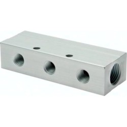 Listwa rozdzielająca, 2xG3/8-6xG1/8, aluminium anodowane