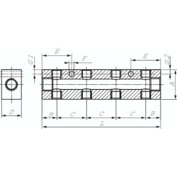 Listwa rozdzielająca, 2xG3/8-8xG1/8, aluminium anodowane