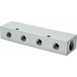 Listwa rozdzielająca, 2xG1/2-8xG1/4, aluminium anodowane