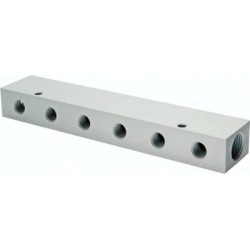Listwa rozdzielająca, 2xG1/4-12xG1/8, aluminium anodowane